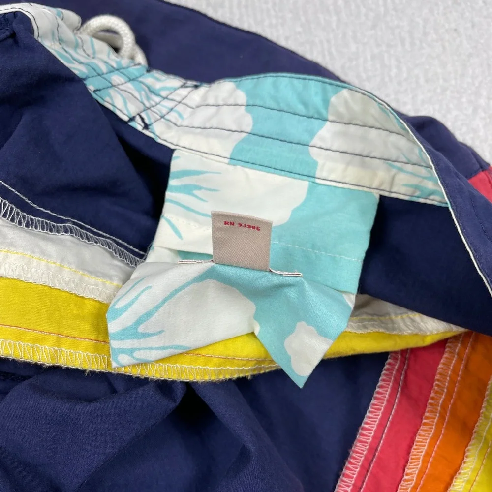 Brooks Brothers Board Shorts Mens 40 Navy Blue Retro Striped Swim Trunks